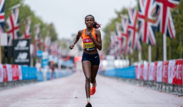 Brigid Kosgei (KEN) runs along The mall during the Elite Women's Race. The historic elite-only Virgin Money London Marathon taking place on a closed-loop circuit around St James's Park in central London on Sunday 4 October 2020.

Photo: Thomas Lovelock for Virgin Money London Marathon

For further information: media@londonmarathonevents.co.uk